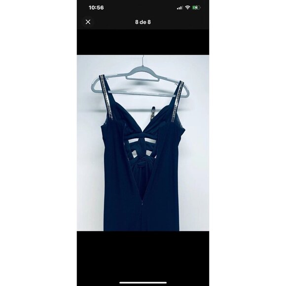 Blondie Nites Vintage Dress Sz 5 Women’s Y2K Prom Gown Sequin Cutouts Blue - Picture 7 of 8